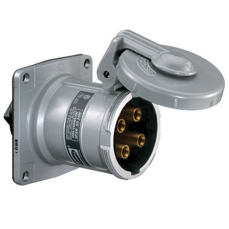 Hubbell Wiring Device-Kellems Pin & Sleeve Receptacle, 200 A, 600V AC, Single Phase, 2 Pole, Style 2 Grounding, Gray HBL3200RS2WR